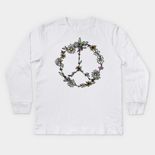 Watercolor Peace Sign Tapestry Kids Long Sleeve T-Shirt